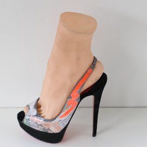 Christian Louboutin Black Lady Peep Sling Platform